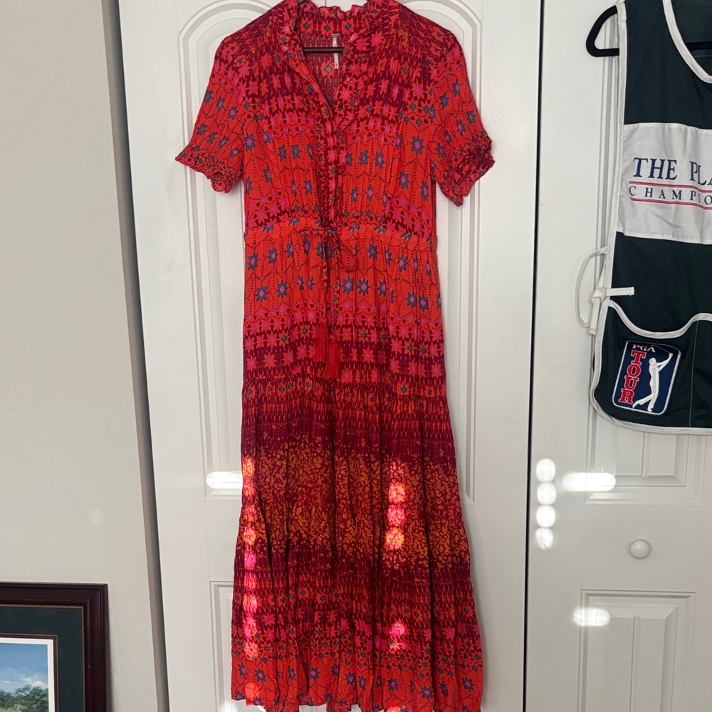 Free People Red and Orange Maxi Dress